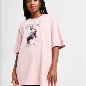 NIKE Jordan Pink Oversized Graphic Tee  Sleeve